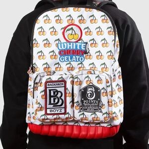 Backpack Boyz White Cherry Gelato Print Backpack Five (5) Points Los Angeles